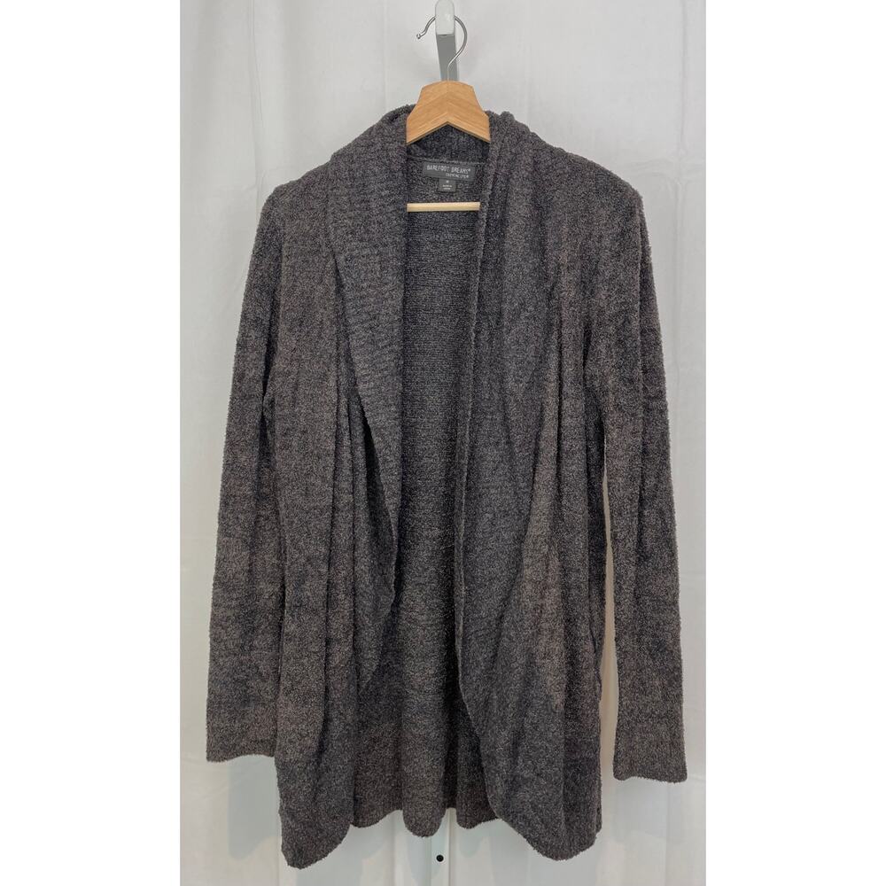 BAREFOOT DREAMS  Sz M Cozychic Lite Circle Cardigan 452 Open Sweater Brown Black